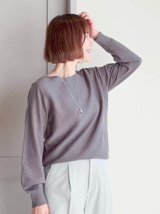 yamakoさんの「grove｜【最終お値下げ！】ガーターボートネックプルオーバー【洗える/毛玉軽減】」を使ったコーディネート