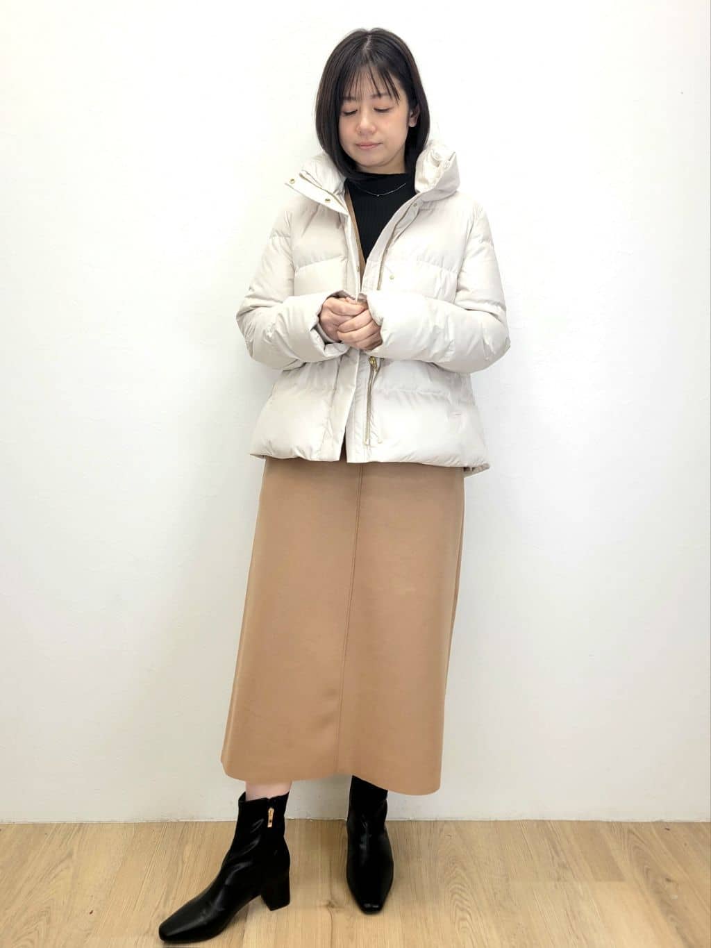 LISAさんの「OPAQUE.CLIP｜撥水ショートダウン【防風／抗菌防臭／洗濯機洗い可】《SS～LL》」を使ったコーディネート