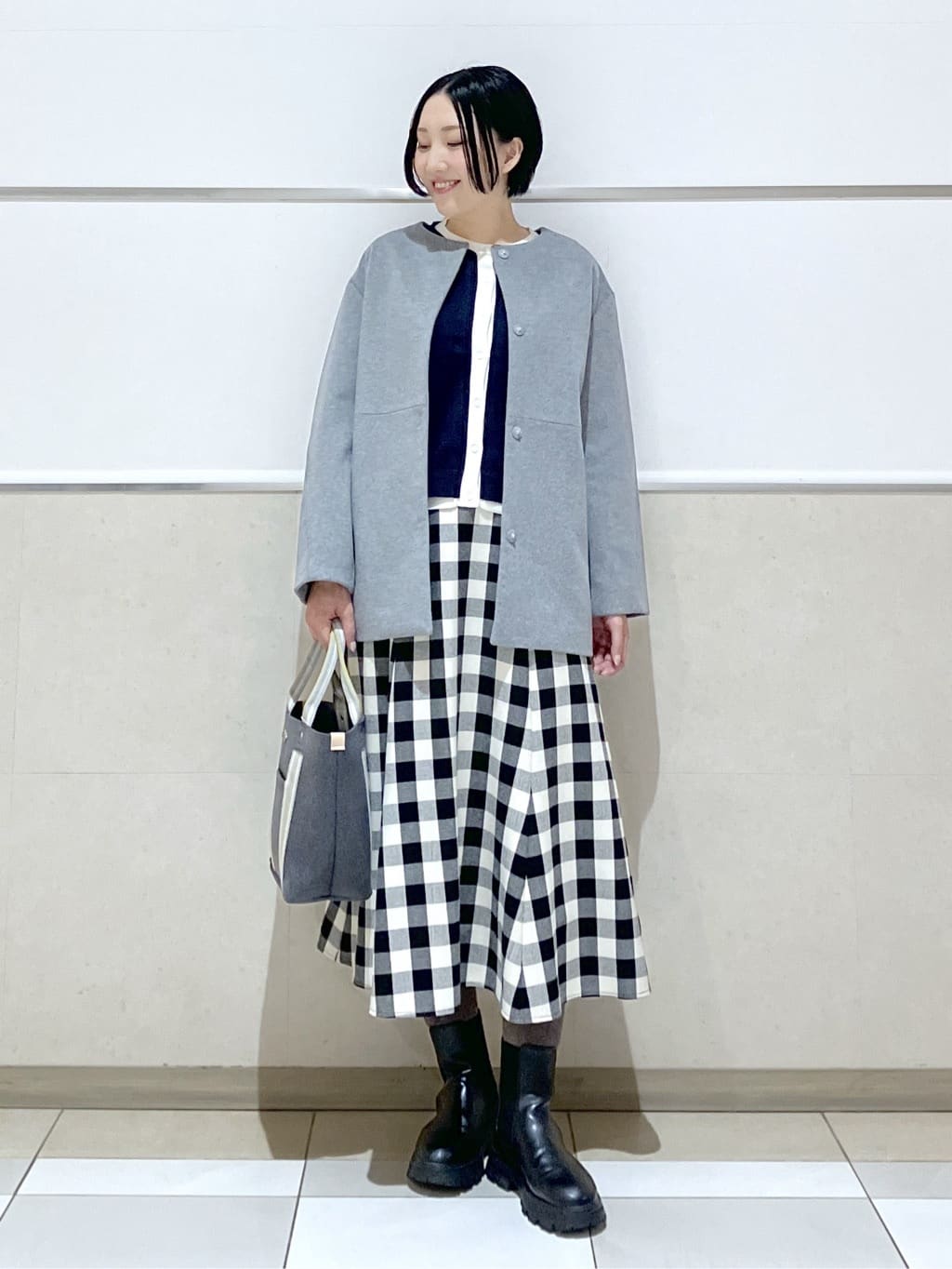 eriko さんの「Dessin｜ウール混クルーネックコート」を使ったコーディネート