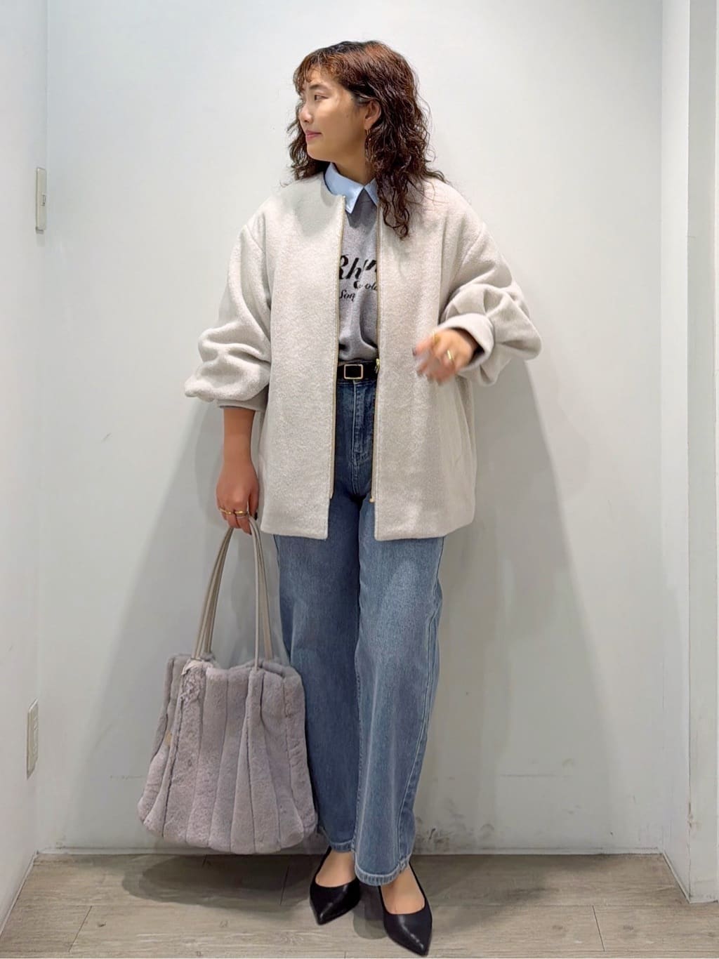 sumicaさんの「OPAQUE.CLIP｜襟付きロゴジャカードニット【洗濯機OK】」を使ったコーディネート