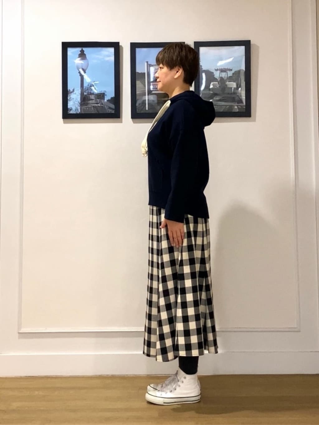 Hiroさんの「Dessin｜【洗える】チェック柄起毛フレアスカート」を使ったコーディネート