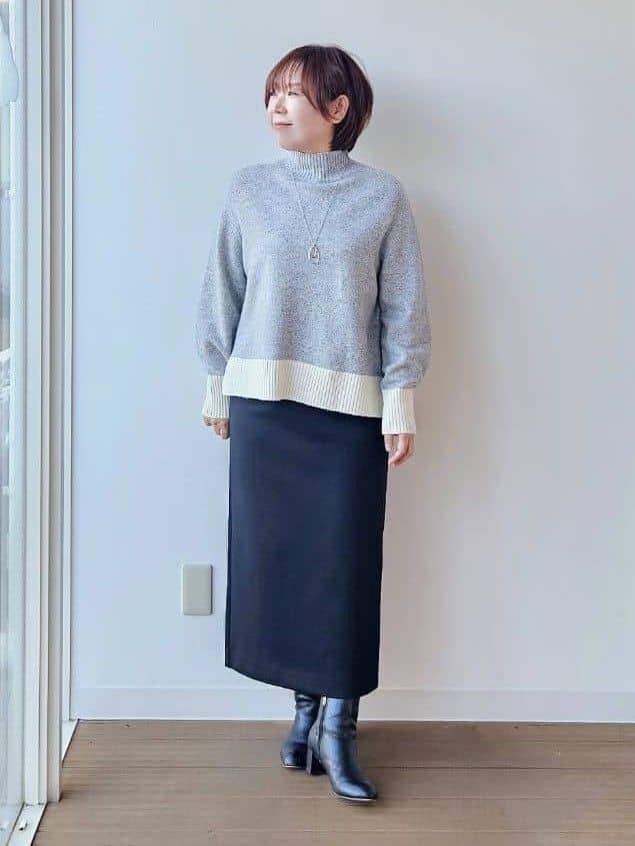 やじまさんの「UNTITLED｜【セットアップ可/洗える/ウエストゴム】ダンボールジャージスカート」を使ったコーディネート
