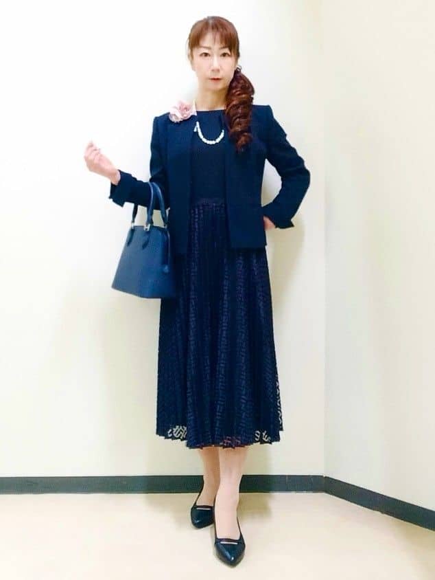 花さんの「Reflect｜【SS-4Lサイズ】シフォン&times;幾何柄レースプリーツワンピース」を使ったコーディネート