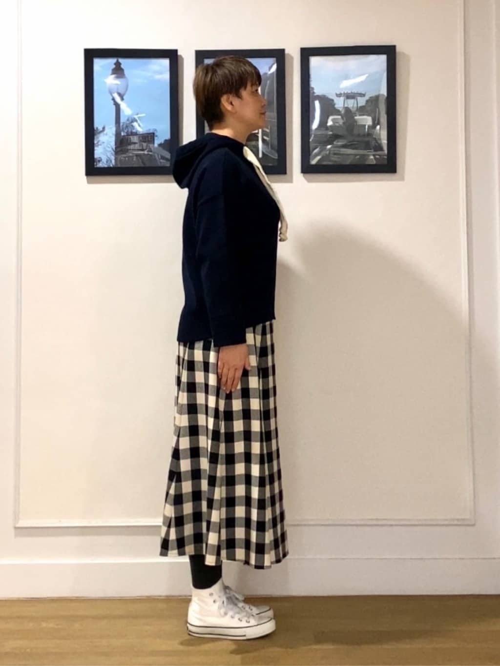 Hiroさんの「Dessin｜【洗える】チェック柄起毛フレアスカート」を使ったコーディネート