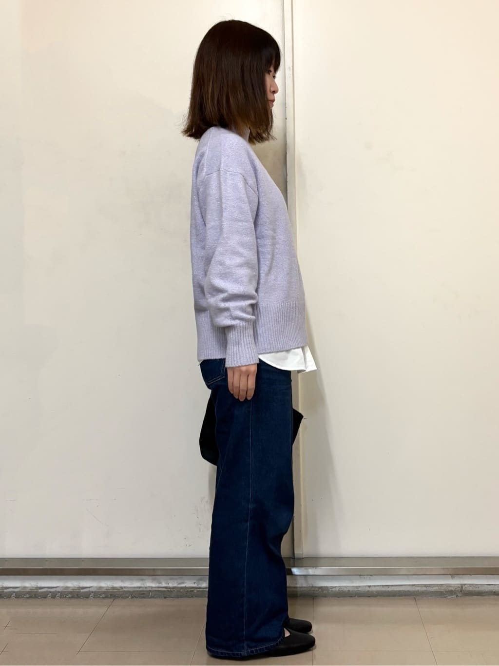 やまさんの「OPAQUE.CLIP｜選べる2丈 ハイネックカラーミックスラメニット【洗濯機OK】」を使ったコーディネート
