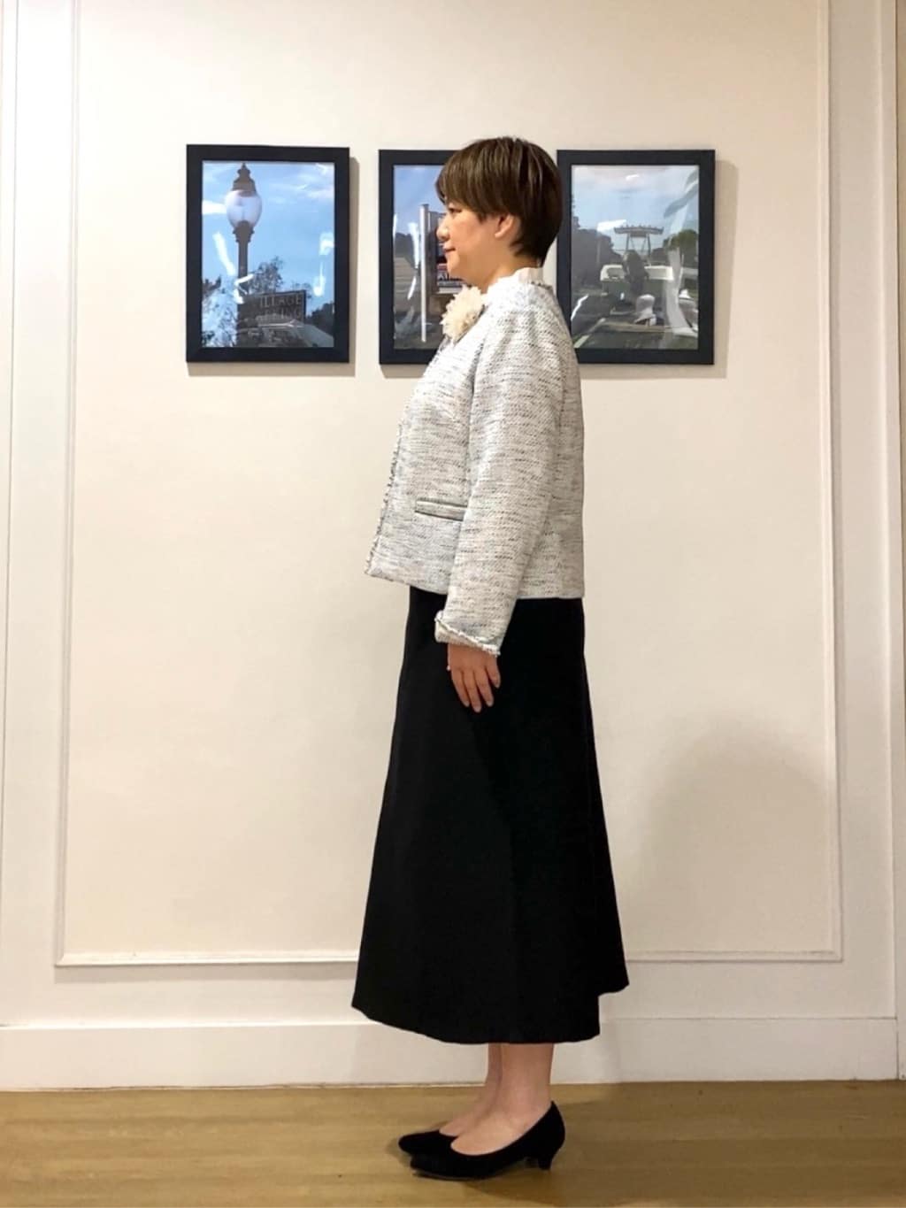 Hiroさんの「Dessin｜ツイードクルーネックジャケット」を使ったコーディネート