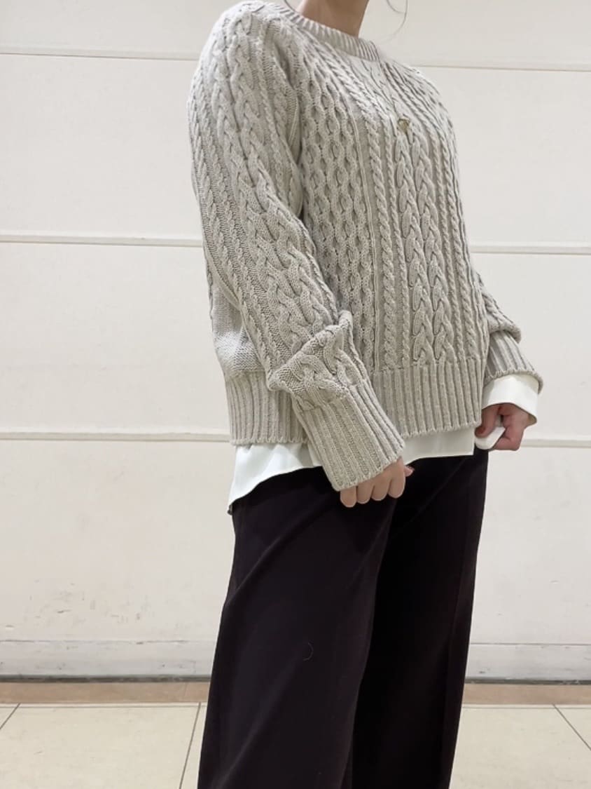 watanabeさんの「UNTITLED｜【洗える】スポンディッシュ ケーブル柄ニット」を使ったコーディネート