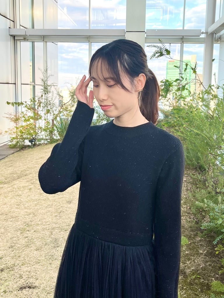 はばさんの「Couture brooch｜【S-LL/キラキラリブニット】チュールドッキング ワンピース」を使ったコーディネート