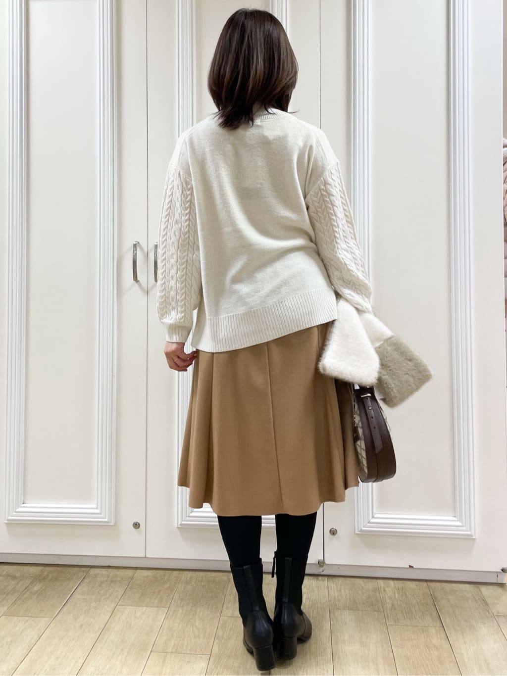 めいさんの「Reflect｜【SS-4Lサイズ／衿が顔に当たらない◎】スタンドネックミドルコート」を使ったコーディネート