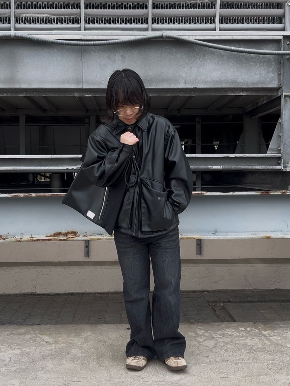 taigaさんの「tk.TAKEO KIKUCHI｜シンセティックレザーフライトジャケット」を使ったコーディネート