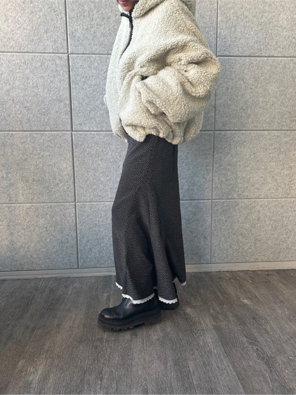 yukoさんの「CODE A｜boa hoodie blouson」を使ったコーディネート