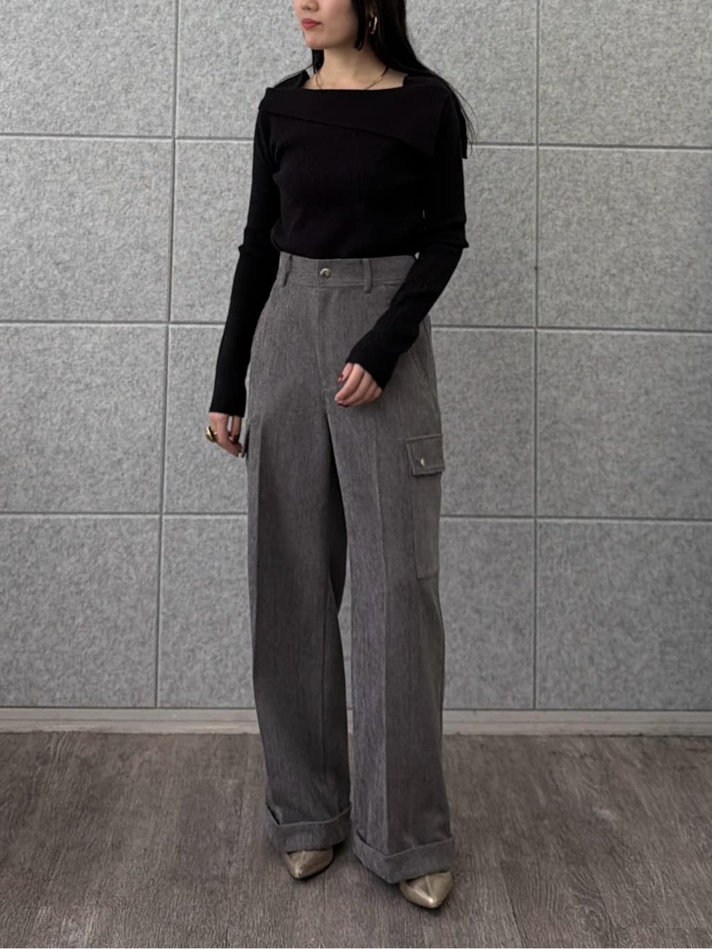 rinaさんの「INDIVI｜【再入荷】アシメオフショルニット」を使ったコーディネート