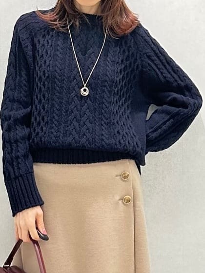 Miwaさんの「UNTITLED｜【洗える】スポンディッシュ ケーブル柄ニット」を使ったコーディネート