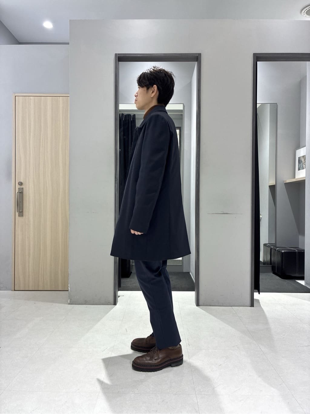 わいずみさんの「TAKEO KIKUCHI｜【ダウンライナー付き】メランジ ステンカラー コート」を使ったコーディネート