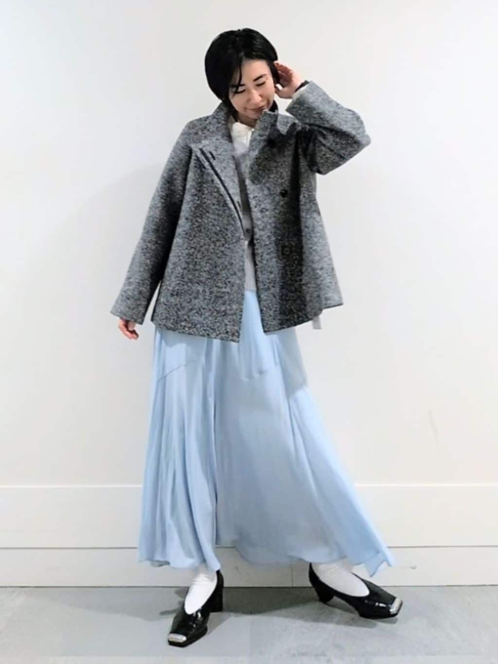 ミズタさんの「UNTITLED｜【スタンドカラー/オンオフ使える】クラシカルツイードコート」を使ったコーディネート