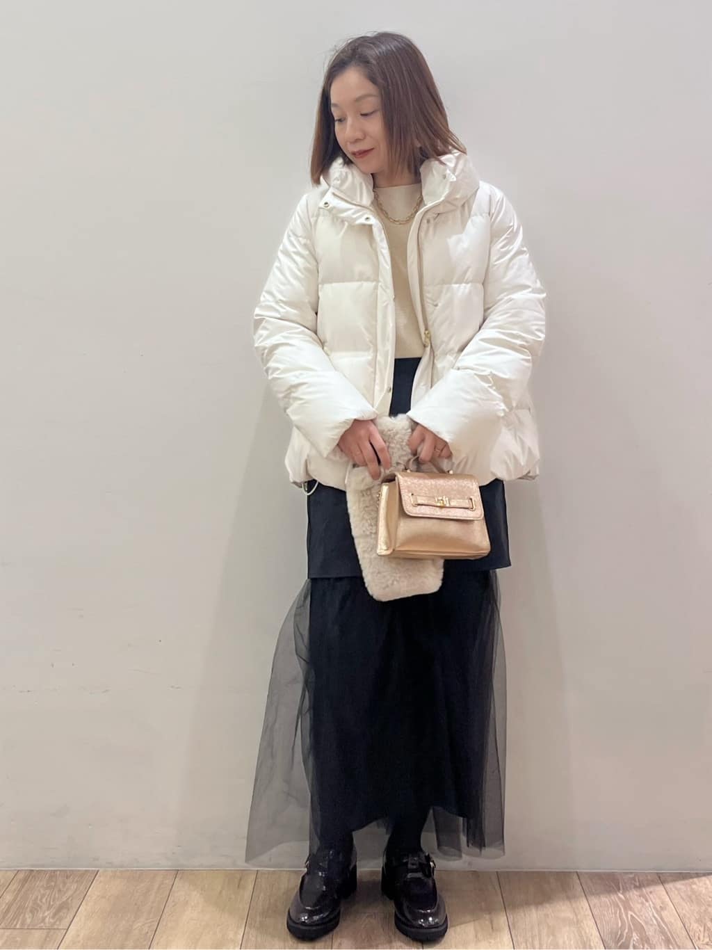 kcさんの「OPAQUE.CLIP｜チュールドッキングデザインスカート【洗濯機OK】」を使ったコーディネート