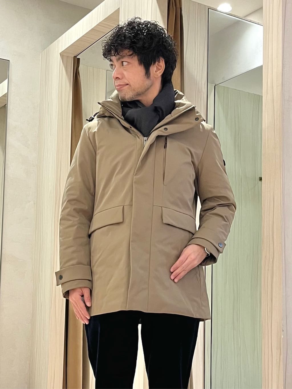URAさんの「TAKEO KIKUCHI｜【None Of Stress】ストレッチ ダウンブルゾン」を使ったコーディネート