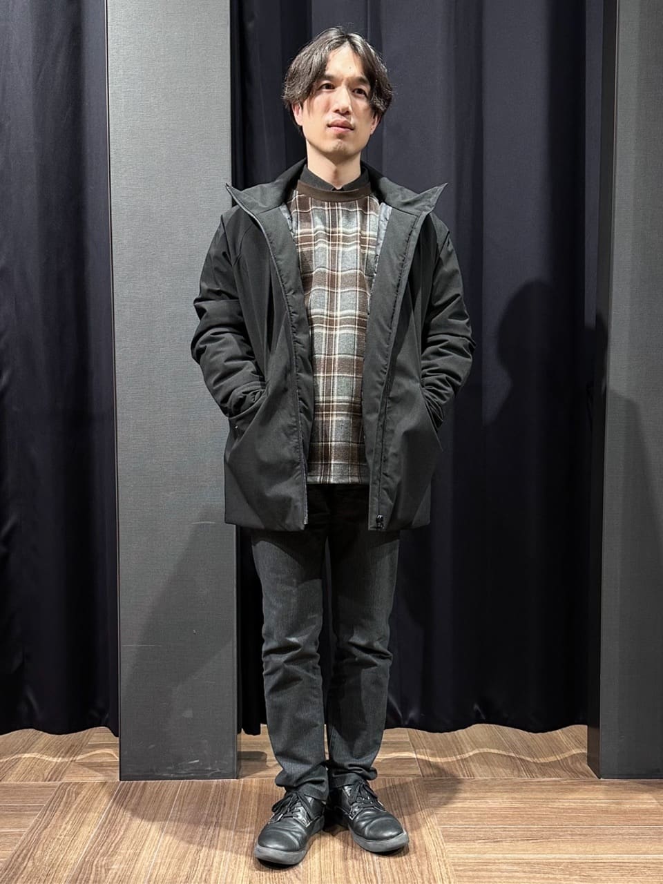 tomoyaさんの「THE SHOP TK｜【軽くて、暖かい】SORONA／ソロナ 中綿ブルゾン 防風/軽量/洗濯機OK/フード脱着可」を使ったコーディネート