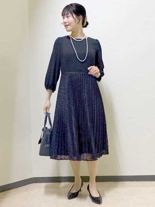  beni_gingerさんの「Reflect｜【SS-4Lサイズ】シフォン&times;幾何柄レースプリーツワンピース」を使ったコーディネート