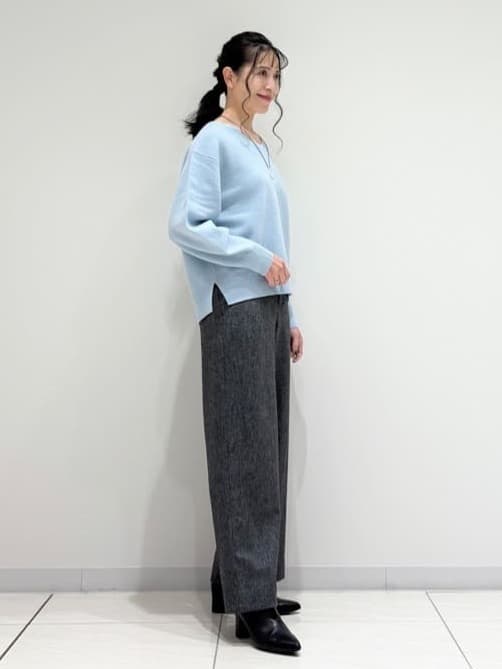 kayoさんの「INDIVI｜【褒められパンツ／ウール混】ウォームウール ワイドパンツ」を使ったコーディネート