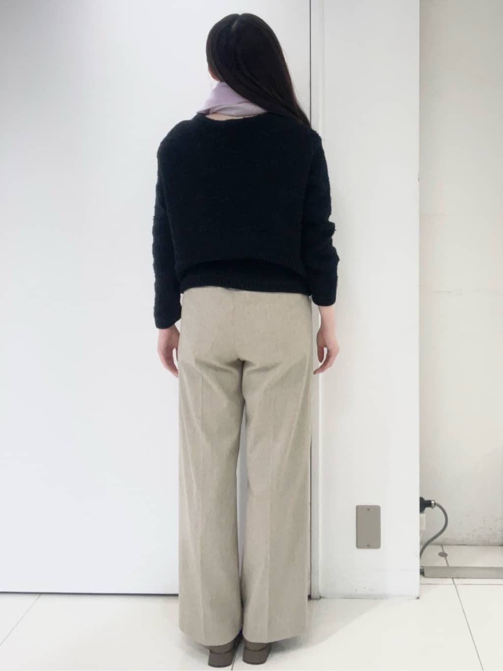 moeさんの「UNTITLED｜【ツイード調/コンパクト丈】ブークレーボートネックニット」を使ったコーディネート