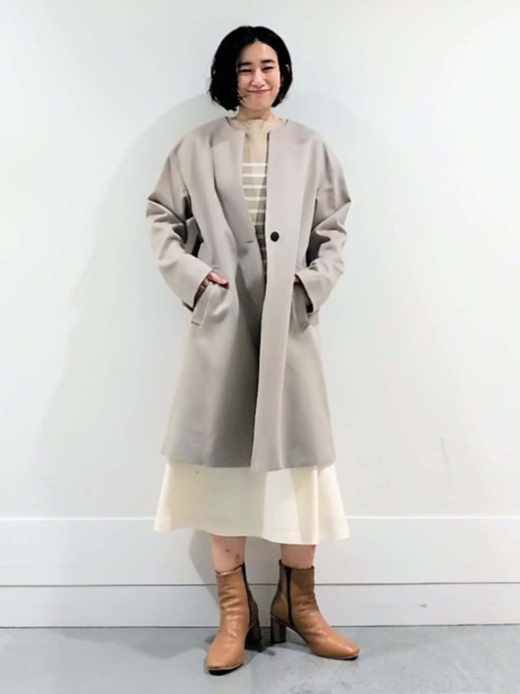 ミズタさんの「UNTITLED｜【洗える】モックネックミラノリブニット」を使ったコーディネート