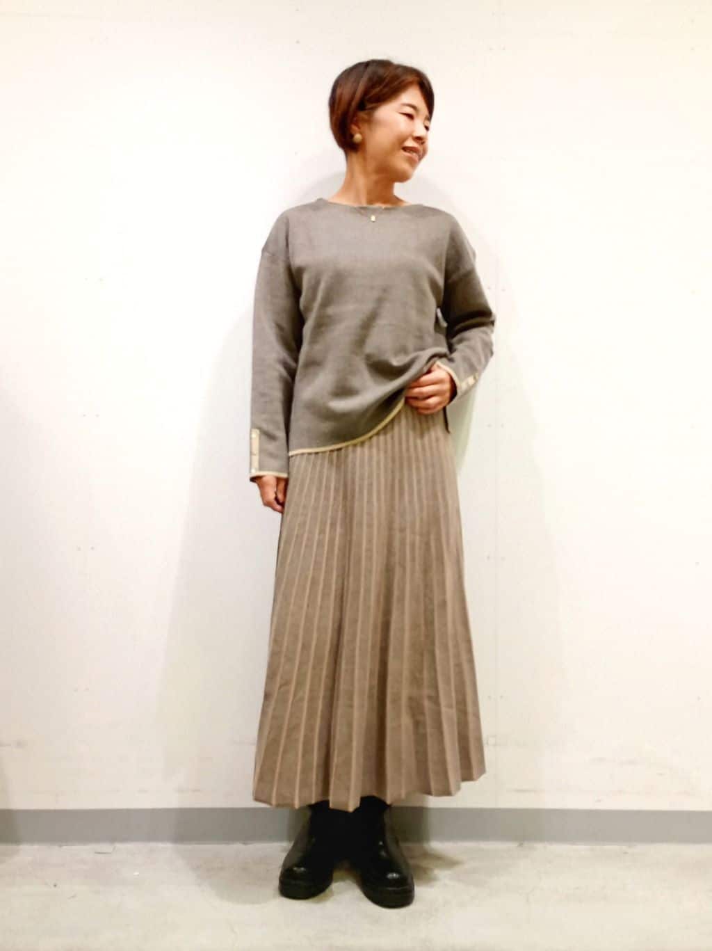 Kさんの「INDIVI｜【洗える／SETUP可能】ジャカードボートネックニット」を使ったコーディネート