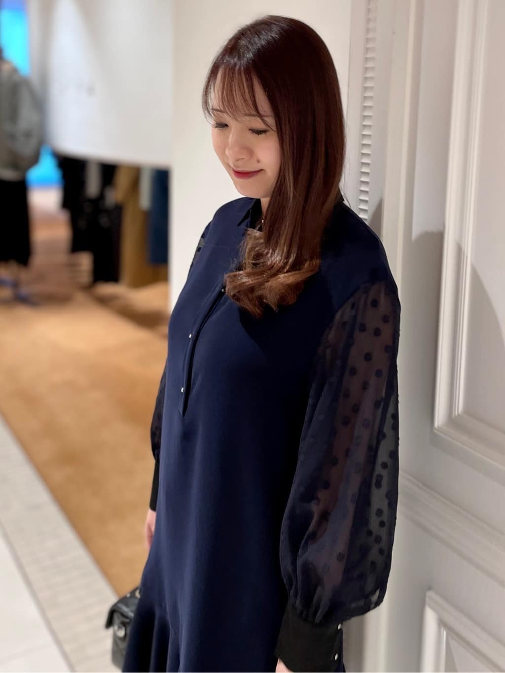minowaさんの「DRESSTERIOR｜◆【ウォッシャブル】ダブルクロスボリュームスリーブミニワンピース」を使ったコーディネート