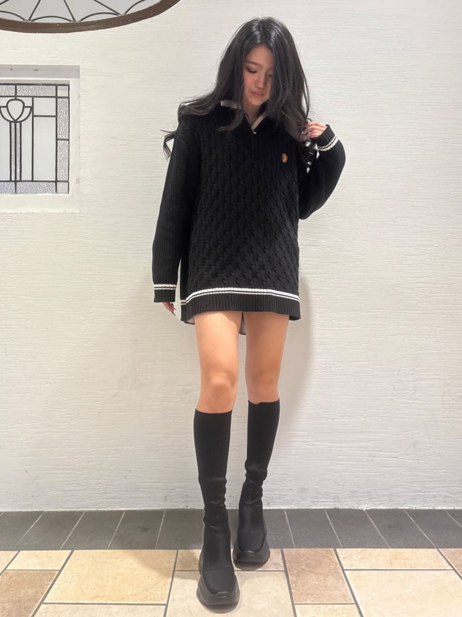 ゆずはさんの「ESPERANZA｜スニーカーソールストレッチロングブーツ」を使ったコーディネート