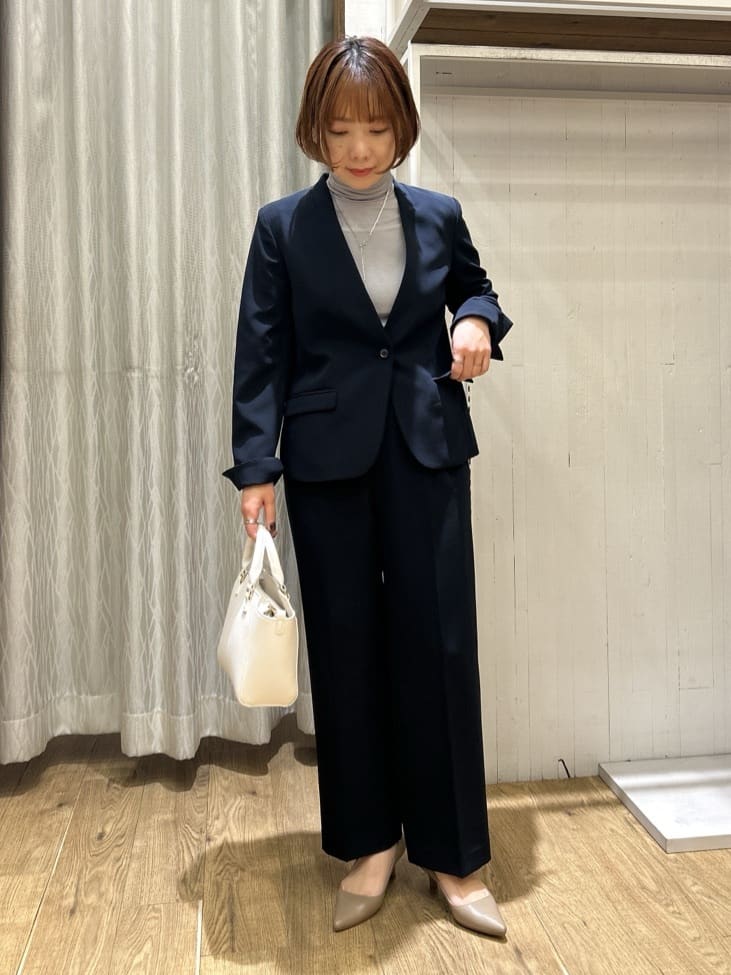 ga_riさんの「THE SHOP TK｜【通勤スタイルに】ダブルクロス ノーカラージャケット/セットアップ可」を使ったコーディネート