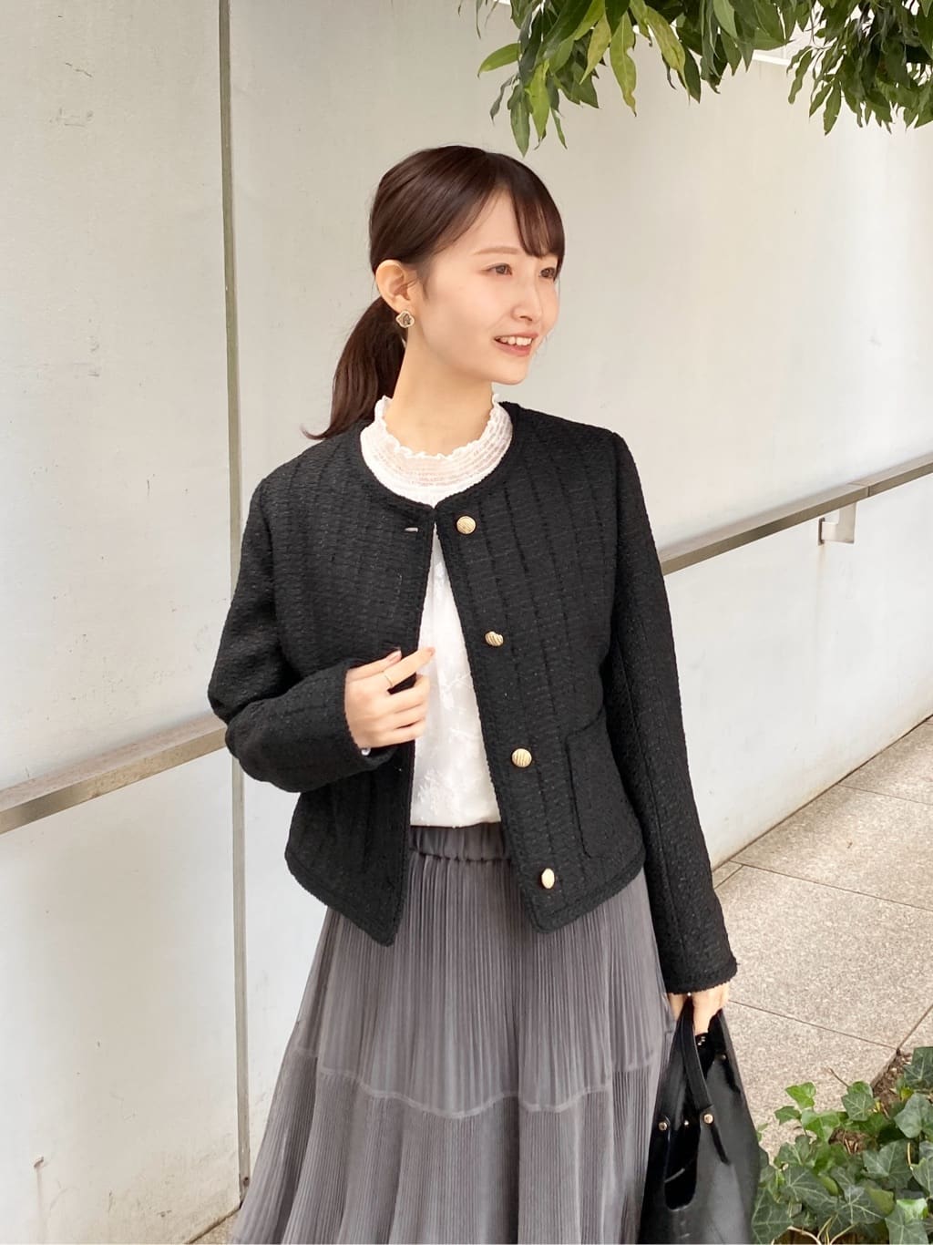 みさかさんの「index｜ファンシーツイードノーカラージャケット【洗える】」を使ったコーディネート