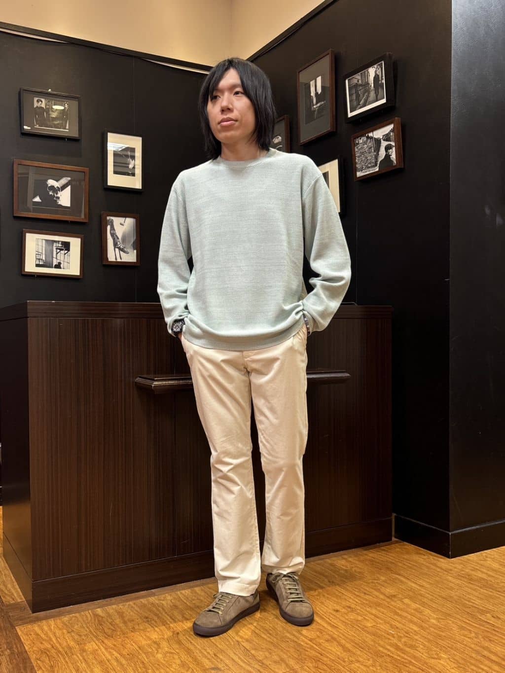 moritaさんの「TAKEO KIKUCHI｜畦編みチェック ニットカーディガン」を使ったコーディネート