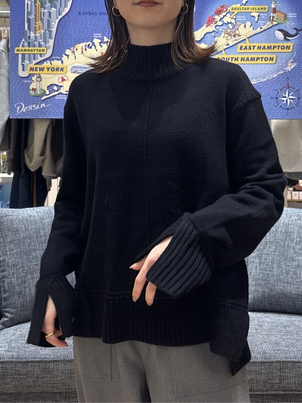 risaさんの「Dessin｜【洗える】センタータックラインハイネックニット」を使ったコーディネート