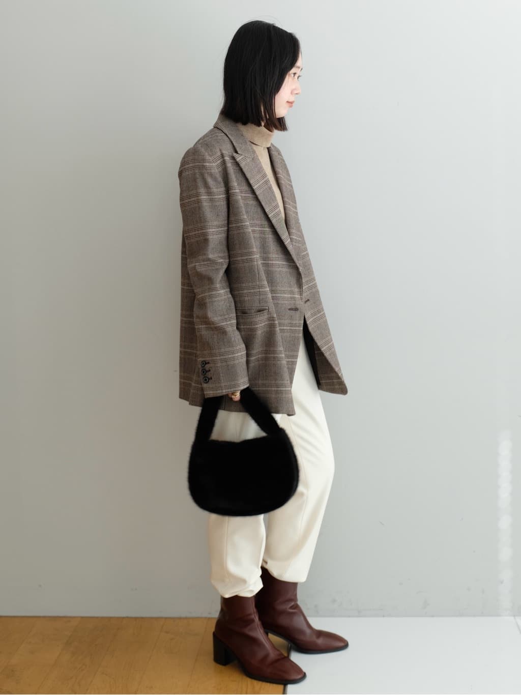 Kishimotoさんの「DRESSTERIOR｜◆サキソニーグレンチェックジャケット」を使ったコーディネート