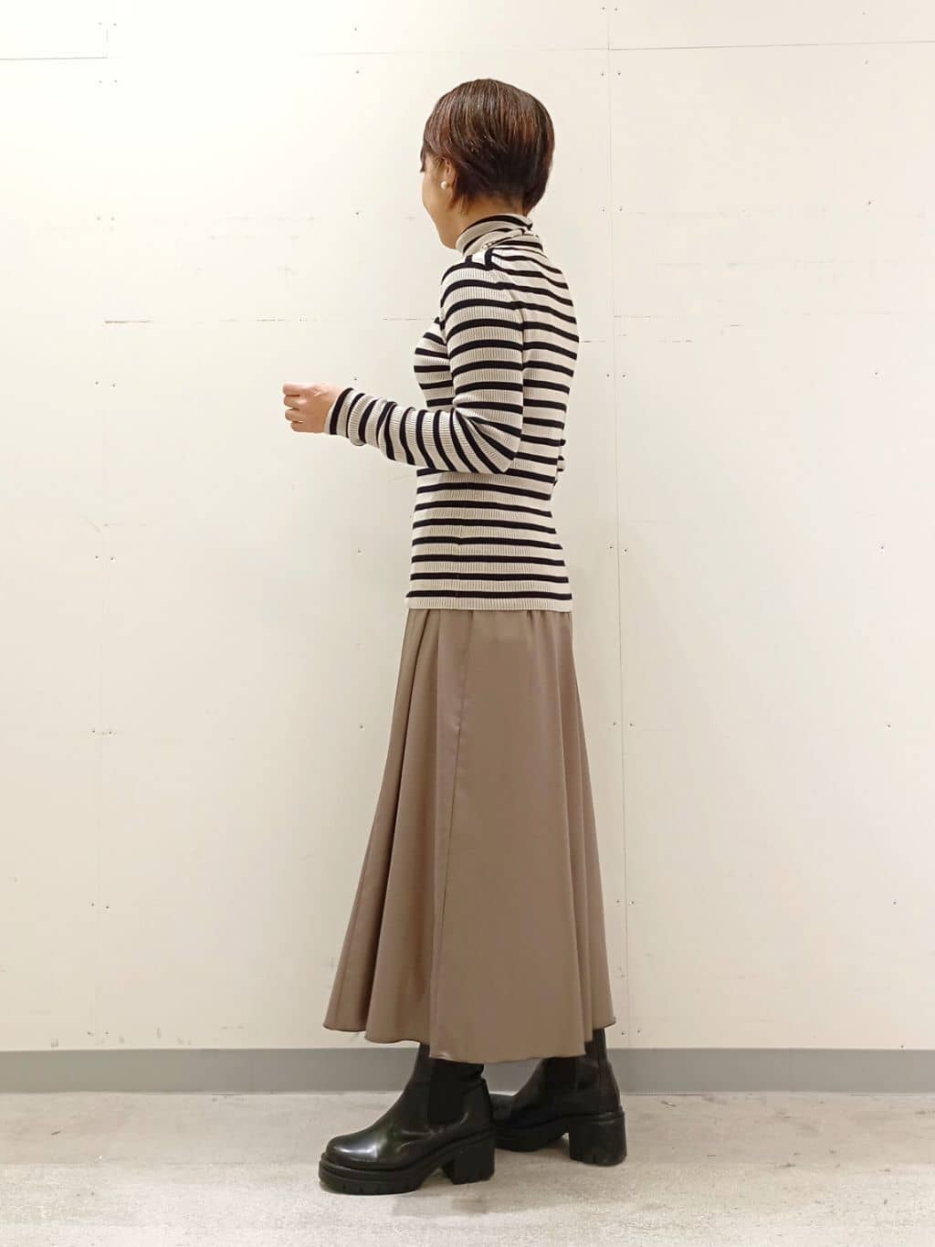 Kさんの「INDIVI｜【洗える／毛玉になりにくい】エクストラファインウール リブタートルニット」を使ったコーディネート