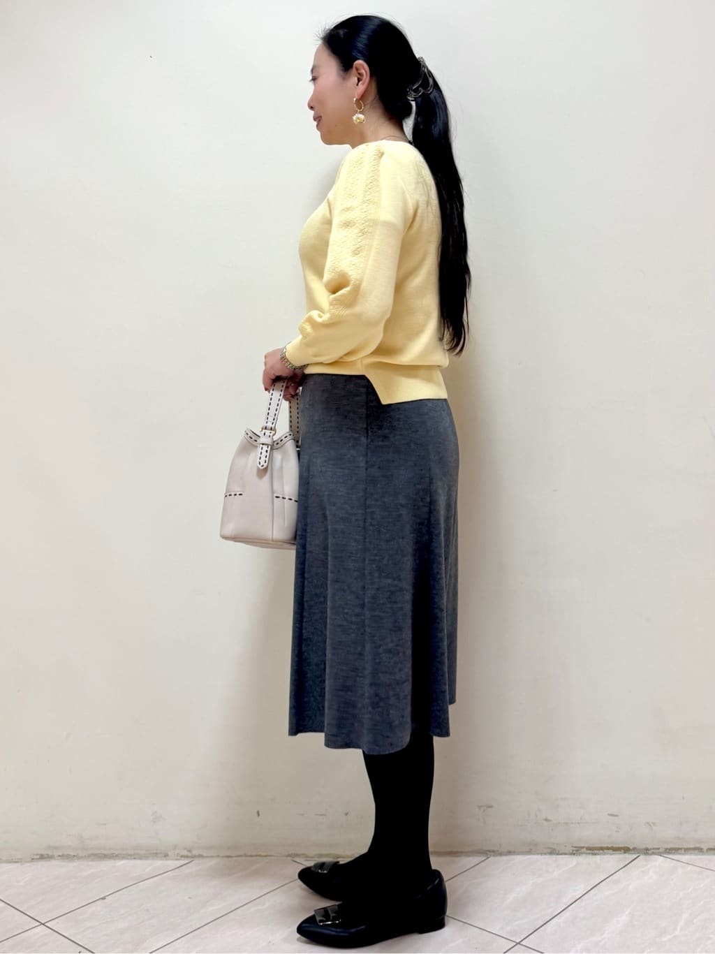 rincoさんの「Reflect｜【選べる8色／スカートにもパンツにも◎】ウール混ボートネックニット」を使ったコーディネート