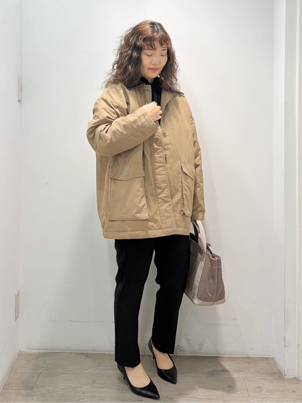 sumicaさんの「OPAQUE.CLIP｜《CLASSY掲載》ステンカラー中綿コート【洗濯機OK】」を使ったコーディネート