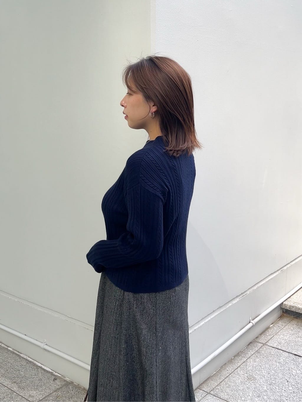 ちびゆきさんの「grove｜【毛玉軽減／洗える】クロップドミニケーブルニット」を使ったコーディネート