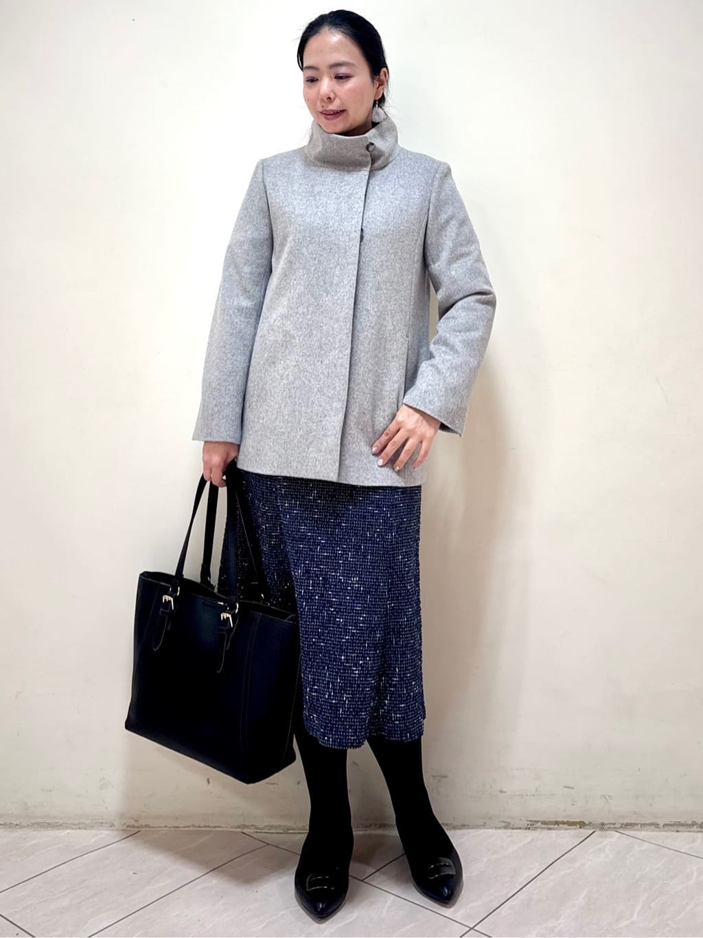 rincoさんの「Reflect｜【SS-4Lサイズ／衿が顔に当たらない◎】スタンドネックミドルコート」を使ったコーディネート