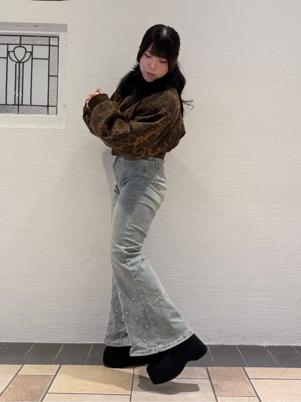 Nさんの「ESPERANZA｜厚底ニットショートブーツ」を使ったコーディネート