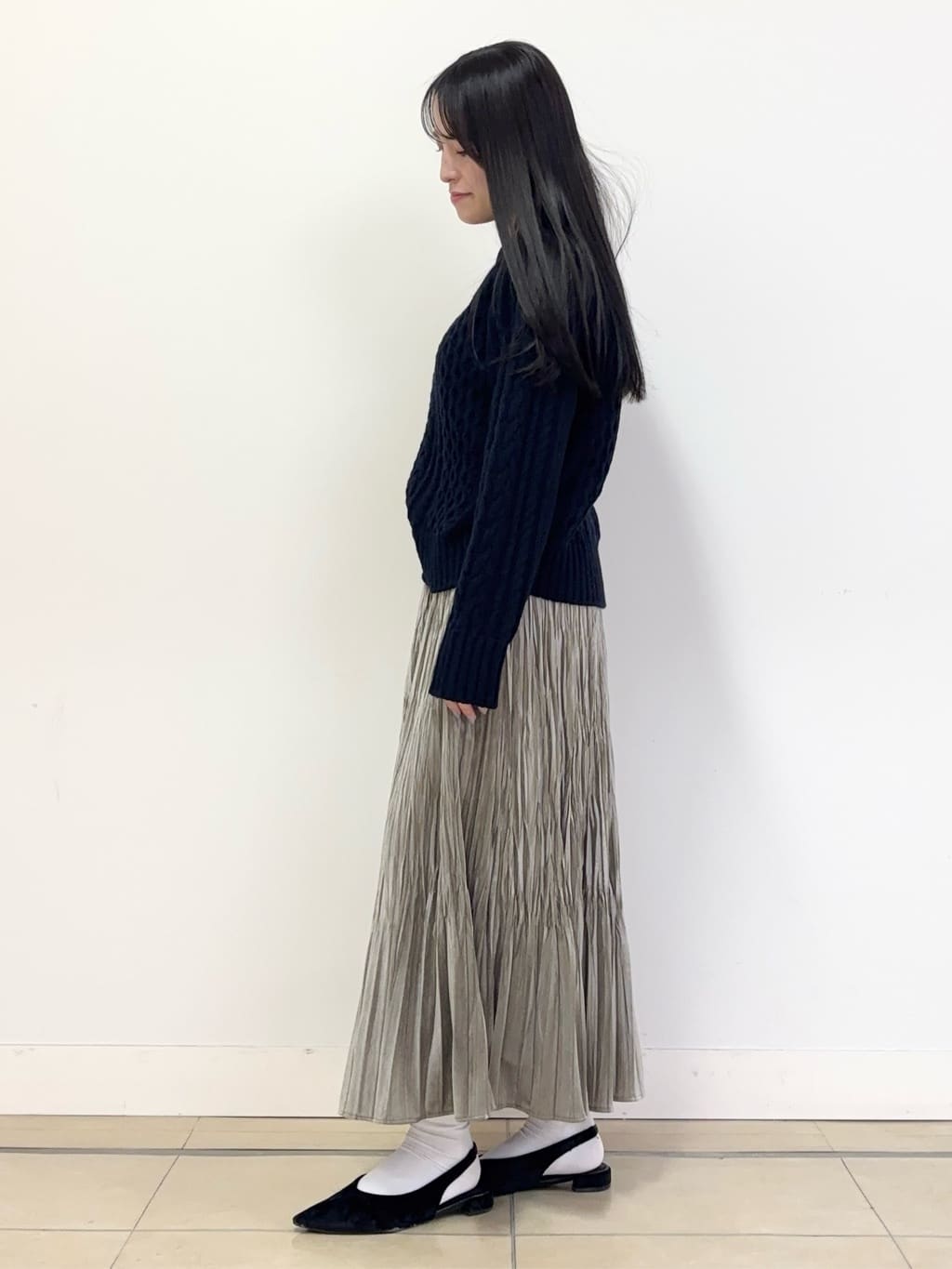 あやかさんの「UNTITLED｜【洗える】スポンディッシュ ケーブル柄ニット」を使ったコーディネート