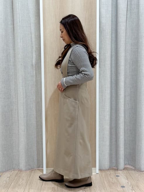 sachiさんの「grove｜【ウエストゴム】美シルエットなハイウエストサス付きスカート」を使ったコーディネート
