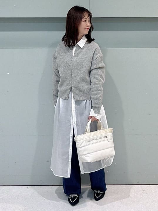 makiさんの「UNTITLED｜【ゆったりサイズ／着丈短め】ジップニットカーディガン」を使ったコーディネート