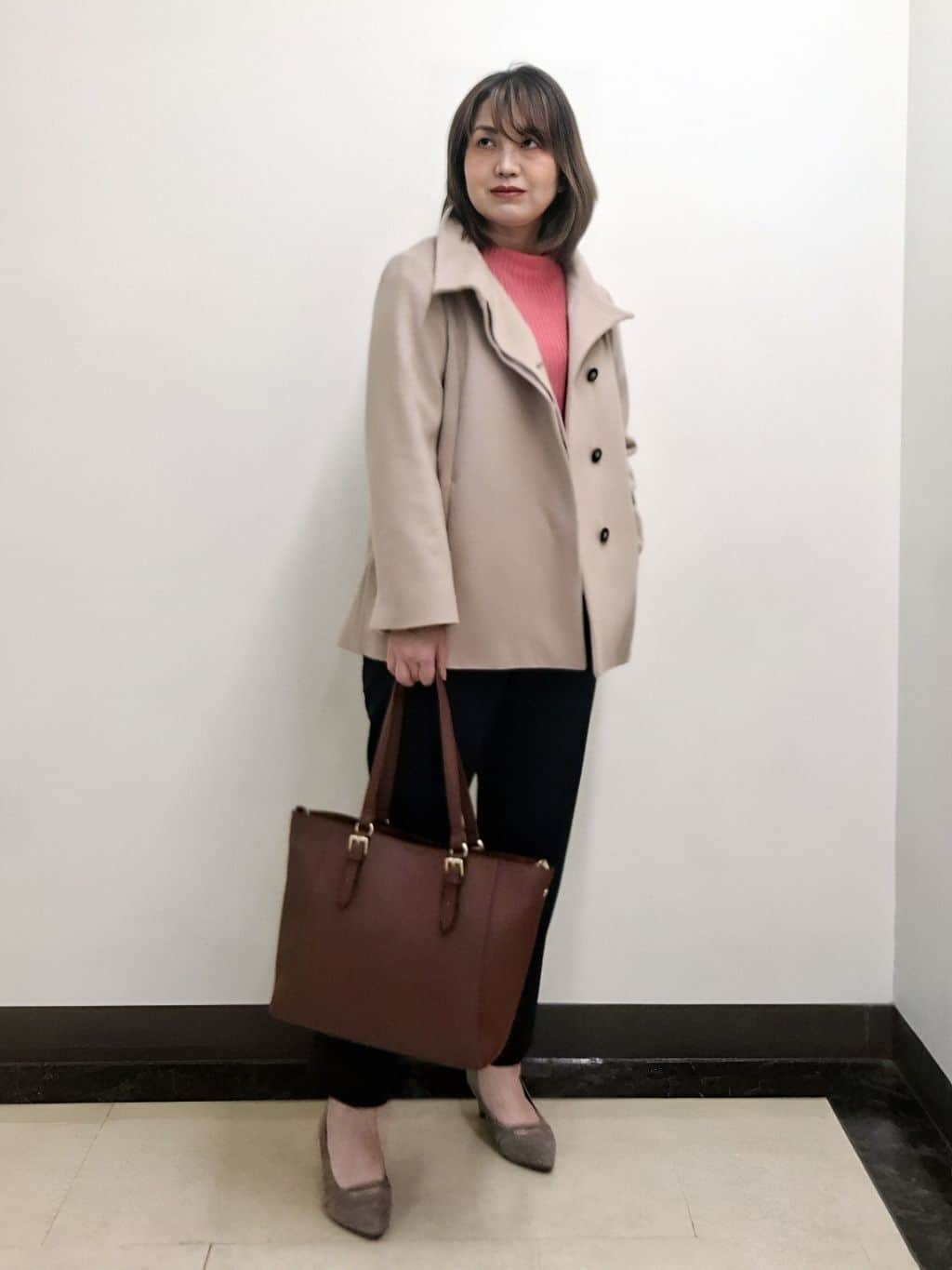 S.xuliさんの「Reflect｜【SS-4Lサイズ／衿が顔に当たらない◎】スタンドネックミドルコート」を使ったコーディネート