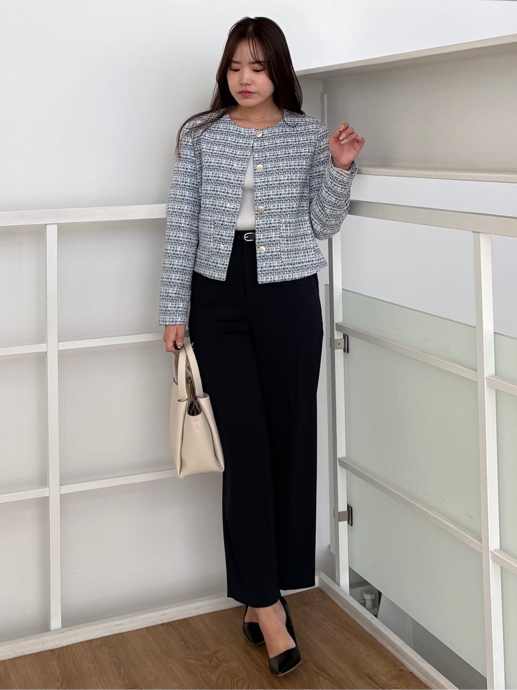 MISAKIさんの「COUP DE CHANCE｜【ON/OFF着回し】カラーツイードジャケット」を使ったコーディネート