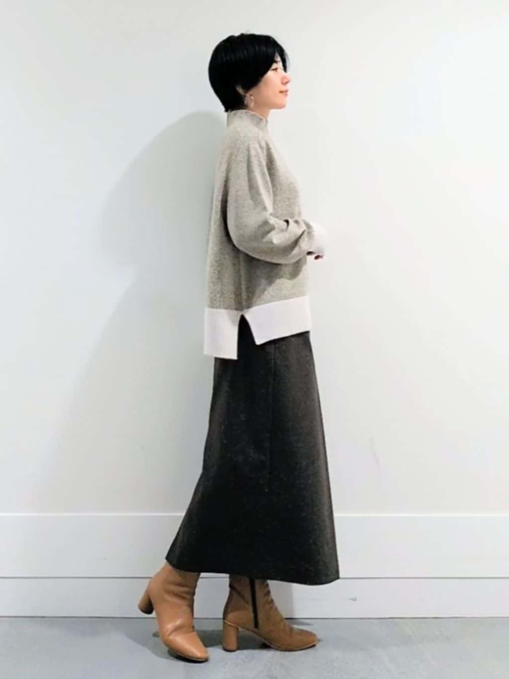 ミズタさんの「UNTITLED｜【8色展開/洗える】ウールカシミヤ ハイネックニット」を使ったコーディネート
