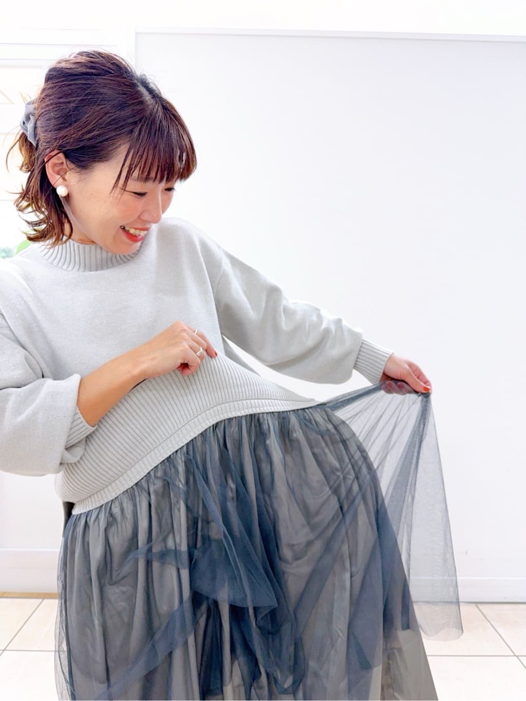 Osawaさんの「Dessin｜ウール混クルーネックコート」を使ったコーディネート