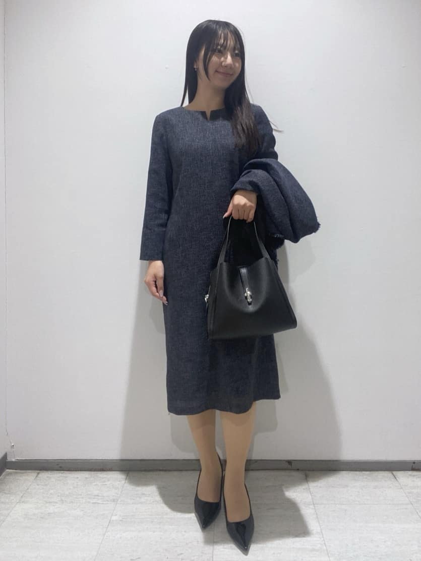 meiさんの「INDIVI｜【軽量／SETUP可能】ストレッチツイードAラインワンピース」を使ったコーディネート