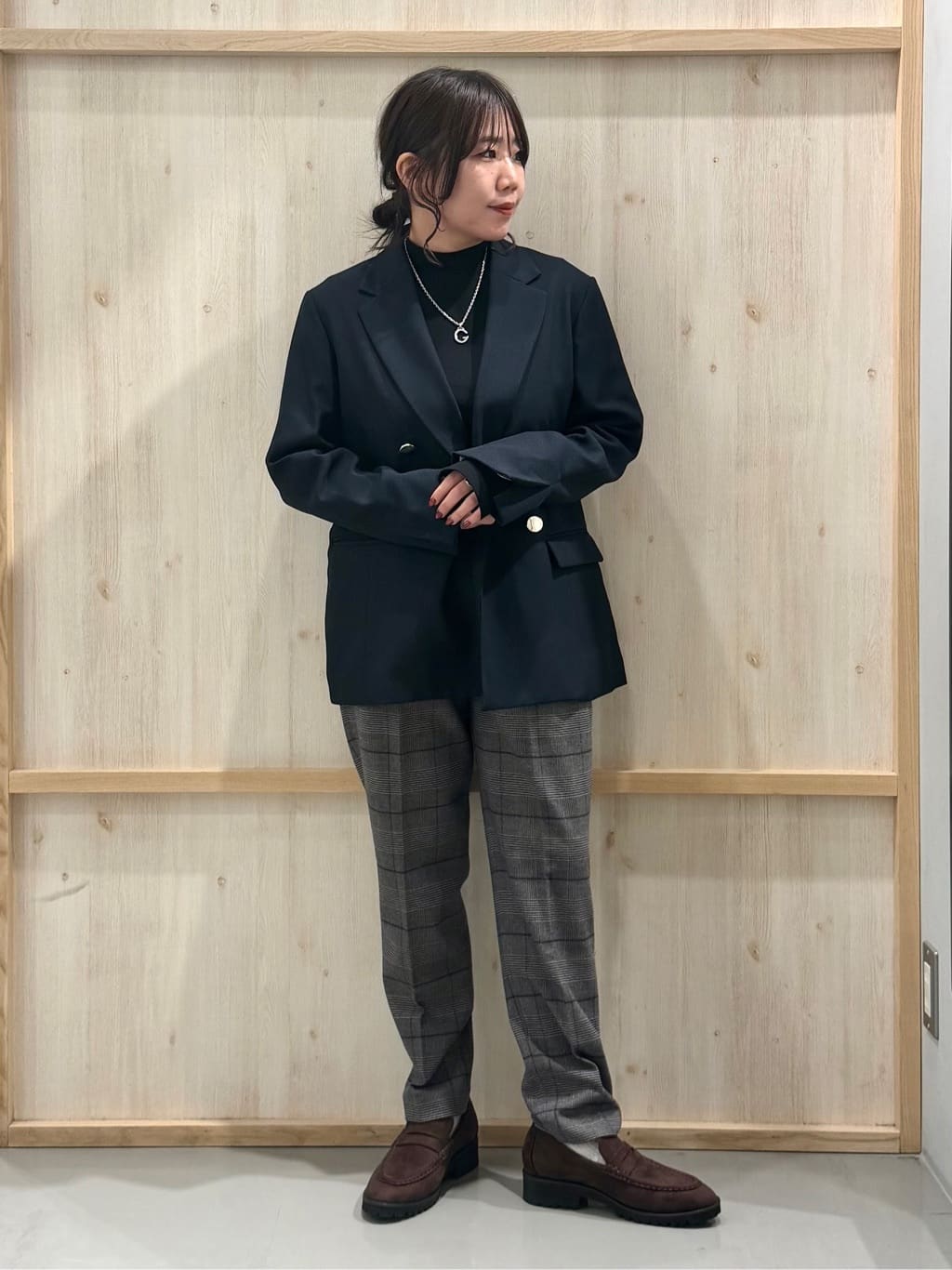 nanaさんの「THE SHOP TK｜【今羽織るなら】ダブルブレストジャケット【セットアップ可/洗える】」を使ったコーディネート