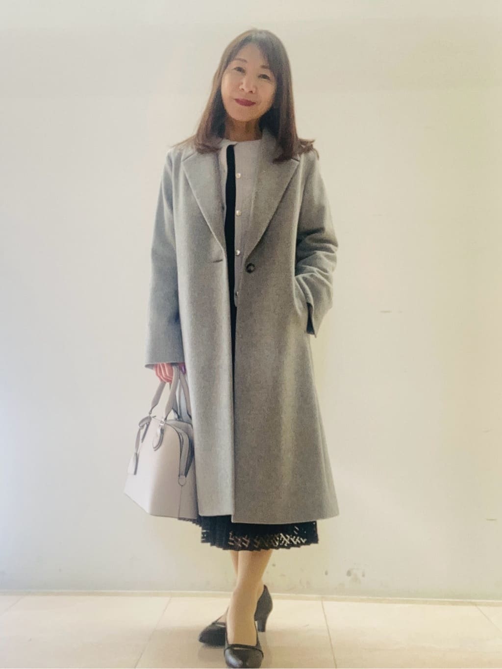 kurodaさんの「Reflect｜【SS-4Lサイズ】シフォン&times;幾何柄レースプリーツワンピース」を使ったコーディネート